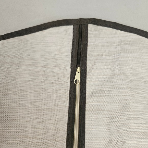 Cream Woven Breathable Garment Bag with Brown Trim and ID Window 24x40 - Picture 5 of 6